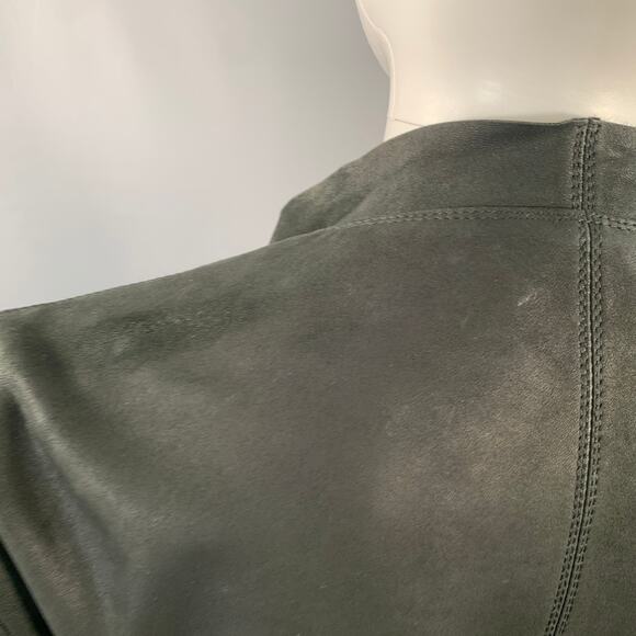 RICK OWENS Size 8 Black Lambskin Leather Biker Jacket - Picture 5 of 14
